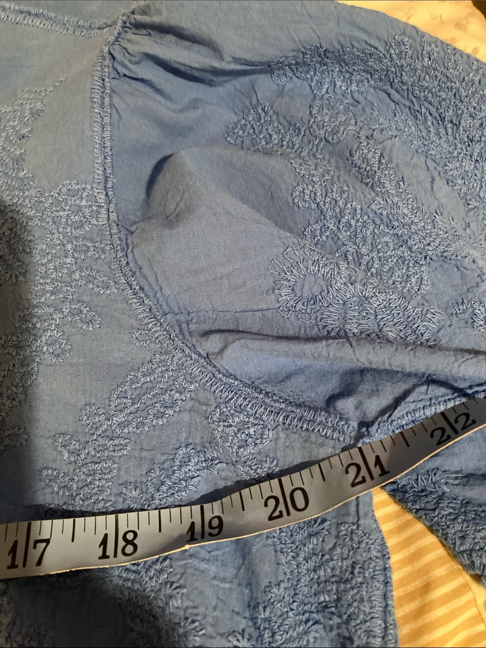 Democracy Royal Blue Crochet-Trim V-Neck Blouse - Picture 6 of 7